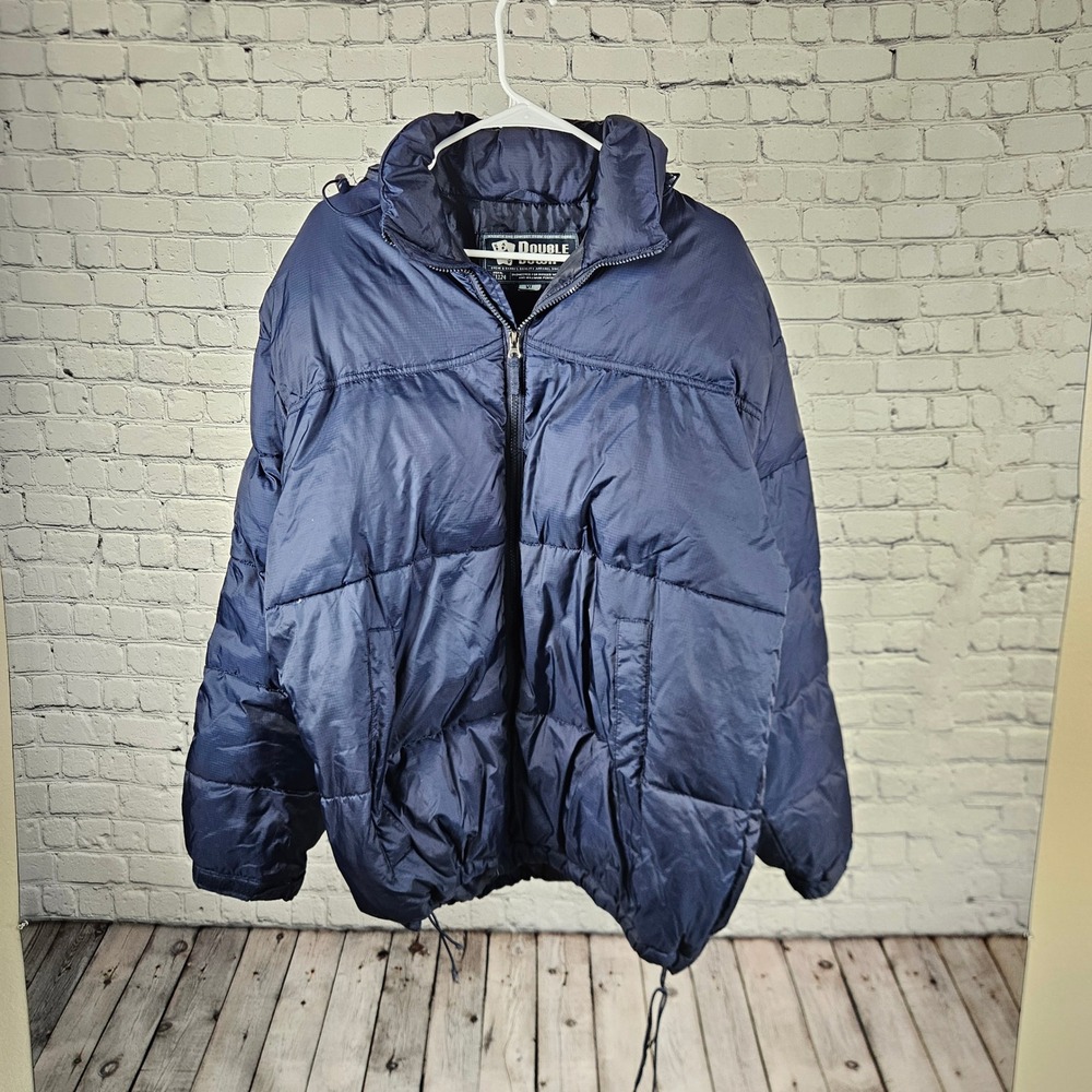 Steve & Barrys Double Down Navy Blue Puffer Jacket XL Genuine Down 961124